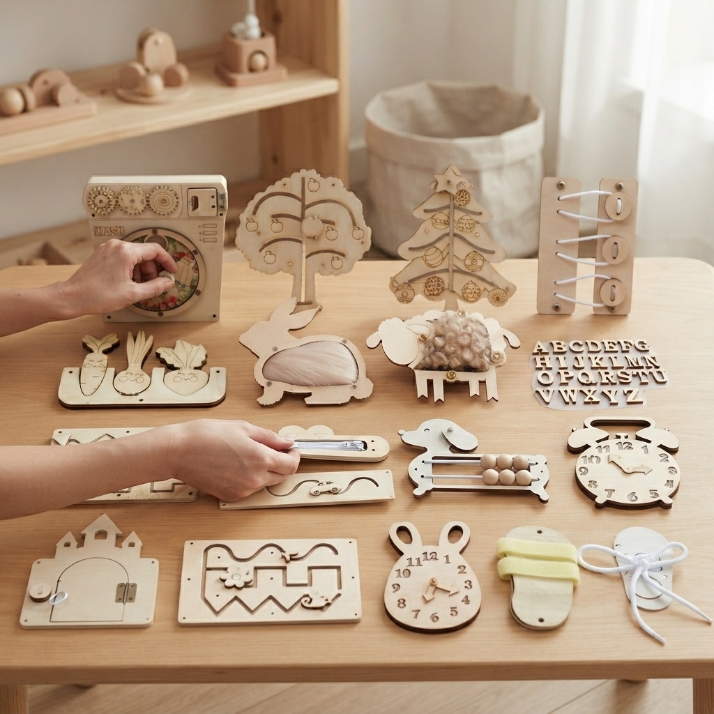 Montessori Wooden Busy Board Toddler - Heet Busy Board Montessori Houten Puzzel