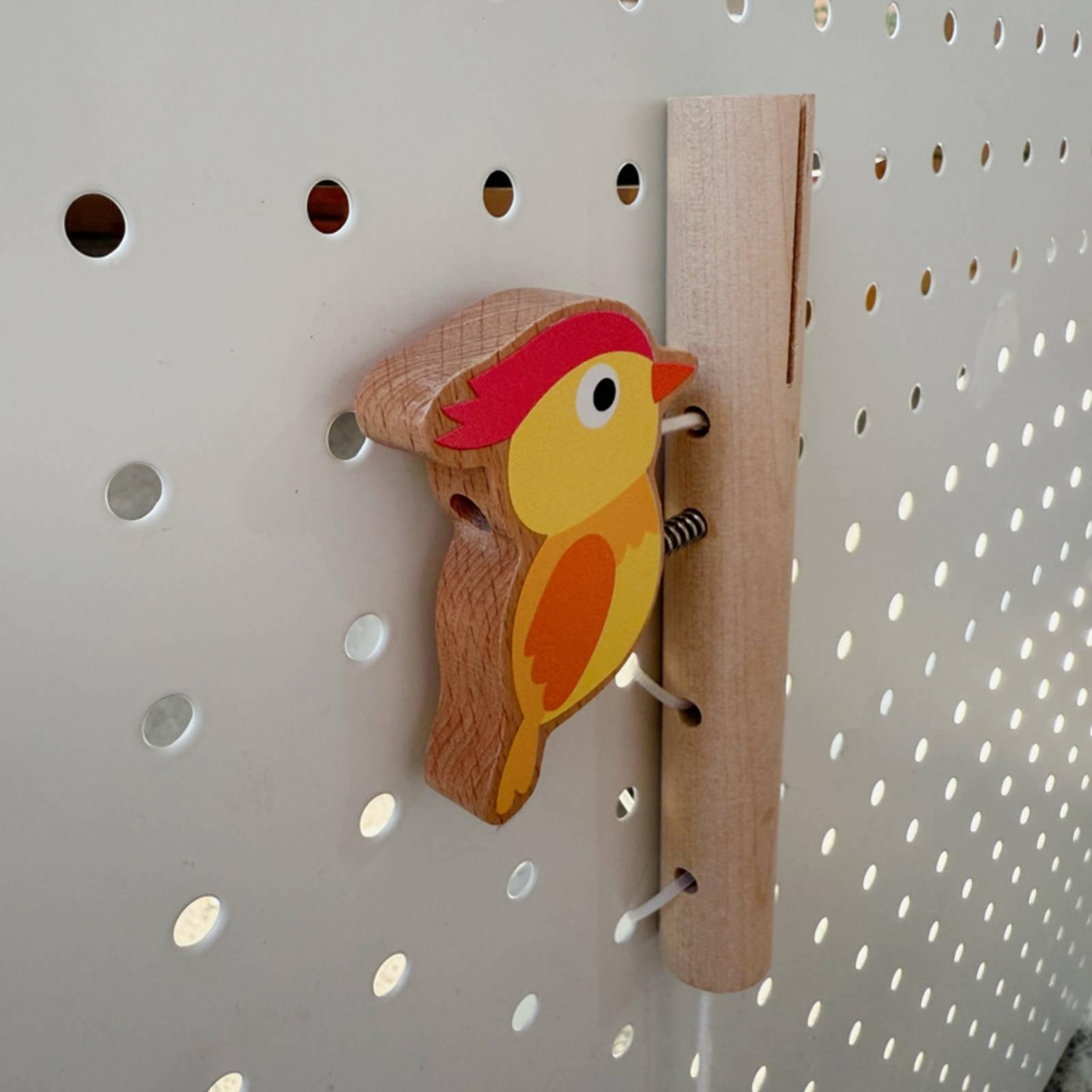 Montessori Wooden Busy Board Toddler - Houten activiteitenbord met trekkoord-vogelklopper voor de