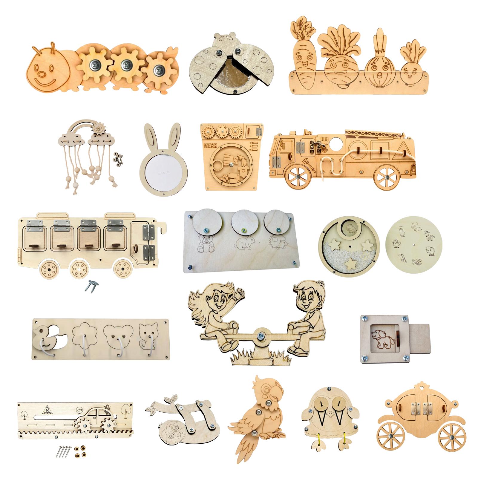 Montessori Wooden Busy Board Toddler - Houten Busy Board Onderdelen Montessori Zintuiglijk